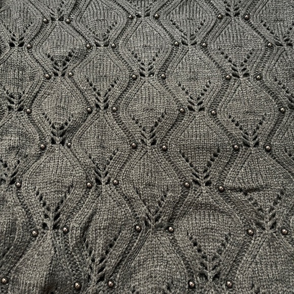 Spring Mercer Dark Grey Chunky Scalloped Beaded Sweater - Picture 3 of 5